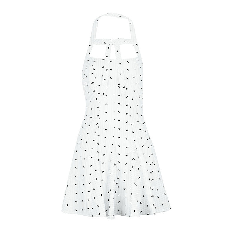 Damen Halterkleid mit floralem Design und schwingendem Saum EB
