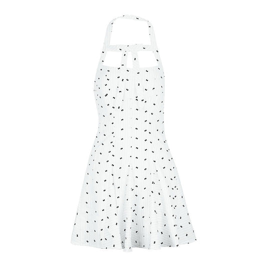 Damen Halterkleid mit floralem Design und schwingendem Saum EB
