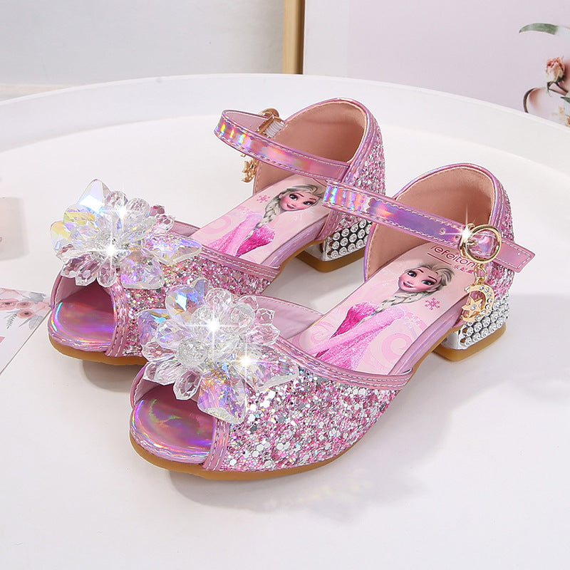Mädchen Glitzernde Festtagschuhe mit Blumenapplikation EB