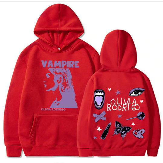 Damen Kapuzenpullover mit künstlerischem Vampir-Print und oversized Schnitt EB