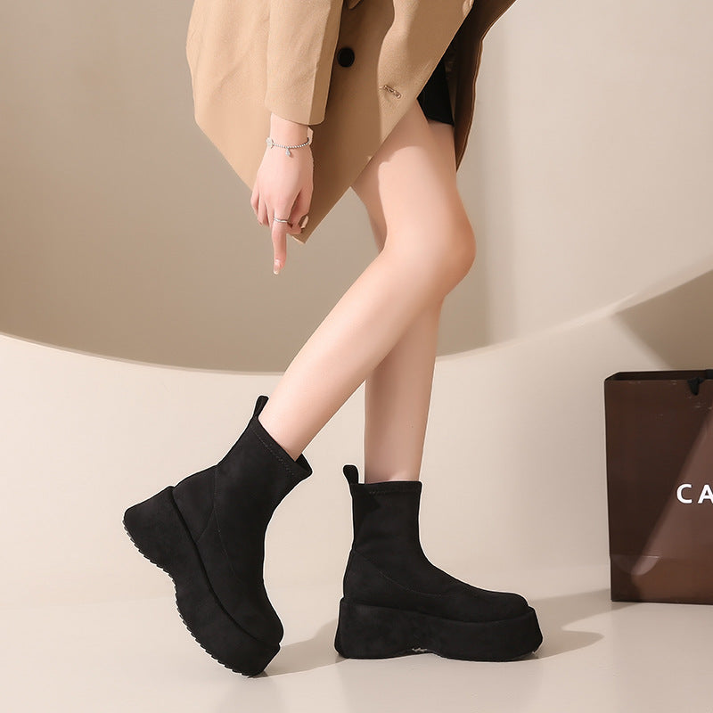Damen modische Ankle Boots aus hochwertigem Wildleder EB