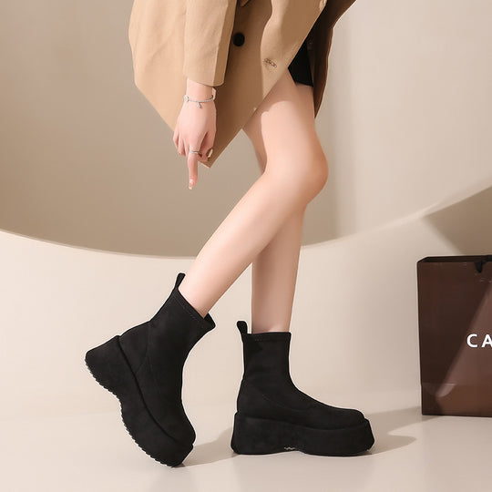Damen modische Ankle Boots aus hochwertigem Wildleder EB