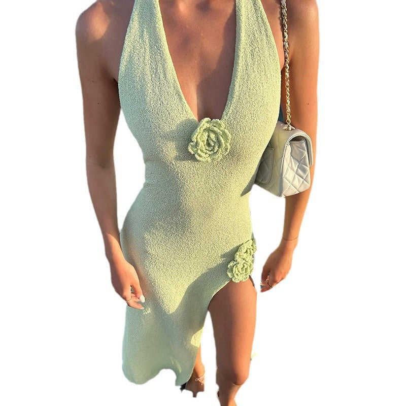 Damen verführerisches Strandkleid mit floralen Akzenten EB