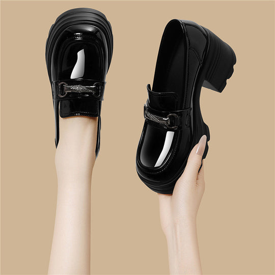 Damen modische Plateau-Schuhe mit glamourösem Schnallen-Detail EB
