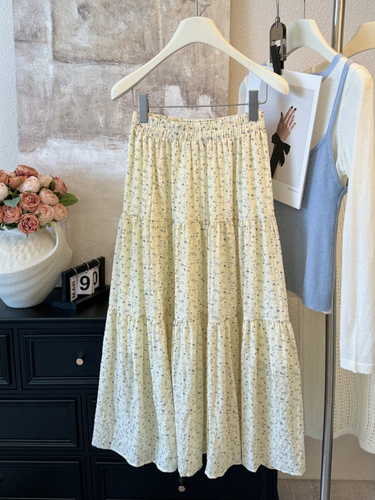 Damen Maxirock mit romantischem Blumenmuster und lässigem Design EB