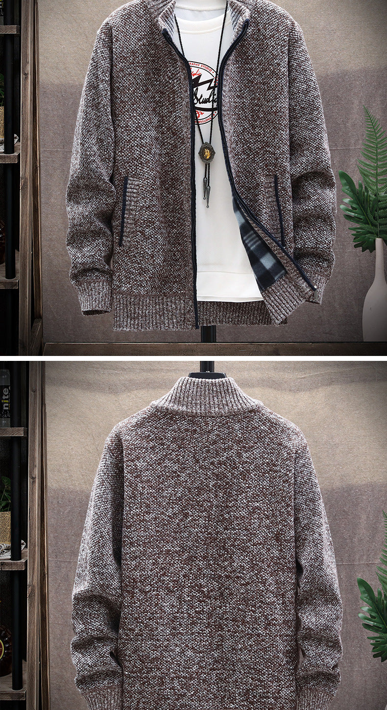 Herren Strickjacke mit Stehkragen und Taschen EB