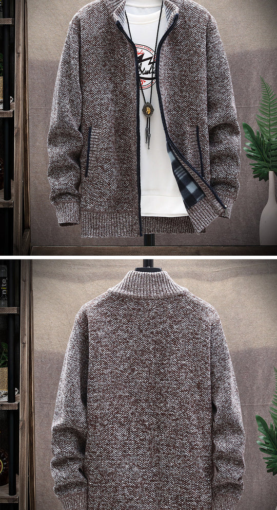 Herren Strickjacke mit Stehkragen und Taschen EB