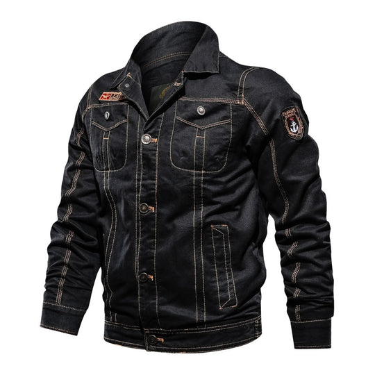Herren Canvas Overshirt mit militärischer Optik Kontraststeppungen und Brustklappen EB
