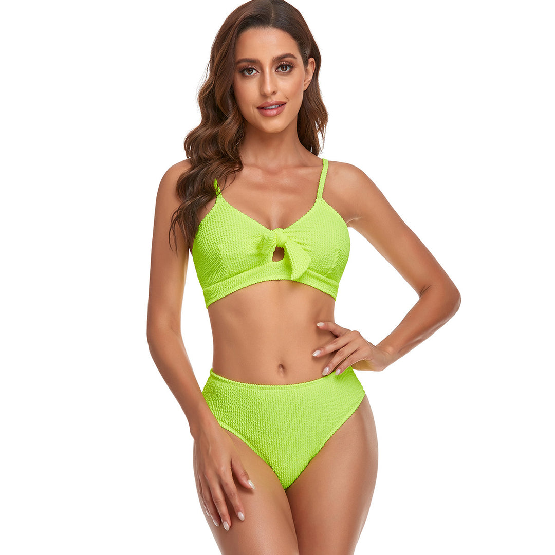 Damen Bikini-Set mit verspieltem Knoten und hoch geschnittenem Unterteil EB
