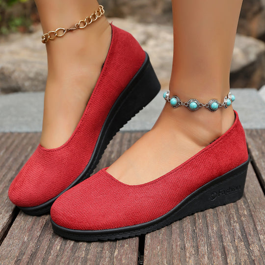Damen Komfortable Ballerinas mit Keilabsatz EB