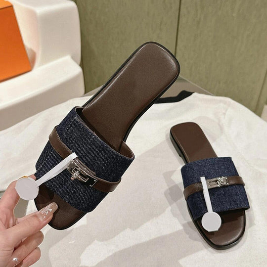Damen elegante Flip-Flops mit modischen Riemen und komfortablem Fußbett EB