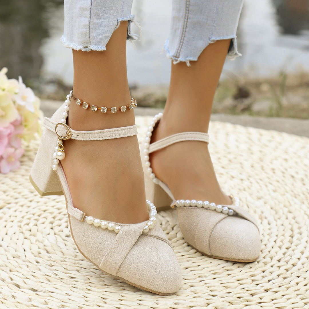 Damen elegante Slingback-Pumps mit Perl-Detail EB