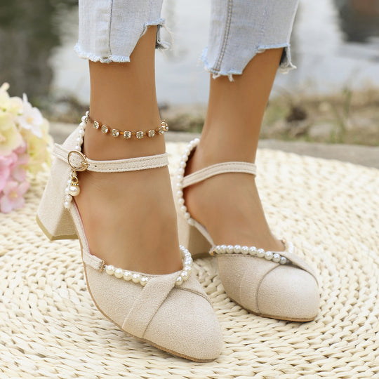 Damen elegante Slingback-Pumps mit Perl-Detail EB