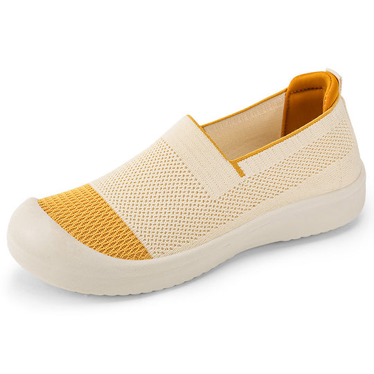 Damen Modische Slip-On Sneakers mit rutschfester und atmungsaktiver Strickoberfläche EB
