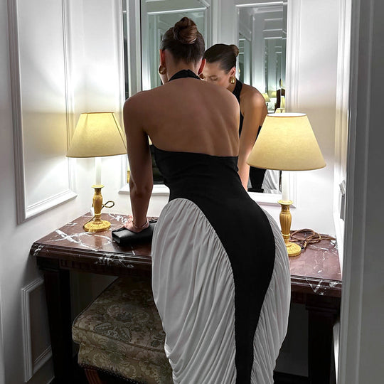 Damen Elegantes Abendkleid mit tiefem Rückenausschnitt und innovativem Drapierungsdesign EB