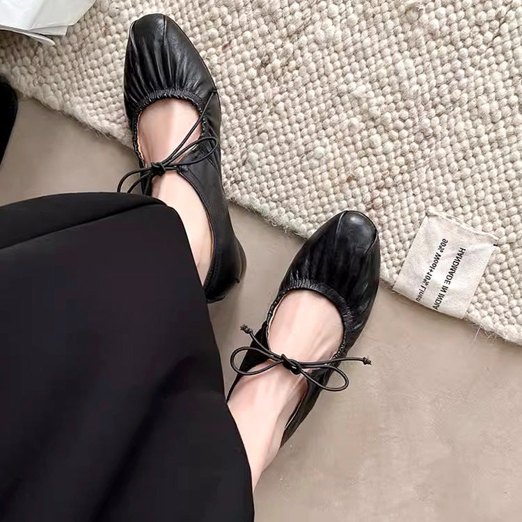 Damen Ballerina-Schuhe mit elastischem Riemen und verspieltem Schleifendetail EB
