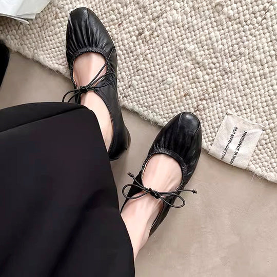 Damen Ballerina-Schuhe mit elastischem Riemen und verspieltem Schleifendetail EB