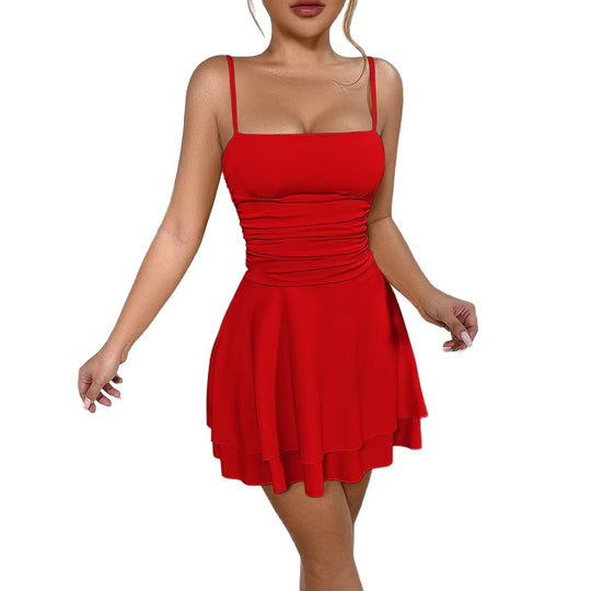 Damen Neckholder Minikleid mit Raffung EB