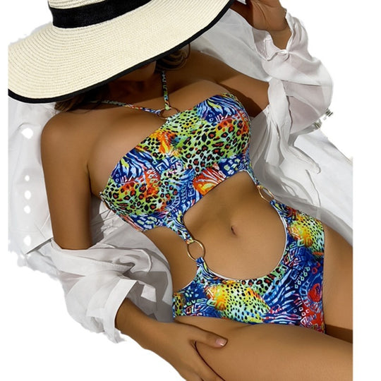 Damen Einteiliger Badeanzug mit modischem Cut-Out-Design EB