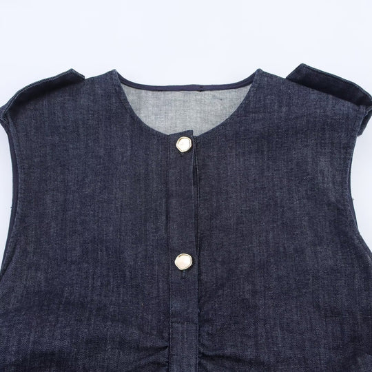 Damen Jeanskleid mit Wickelgürtel und eleganten Druckknöpfen EB