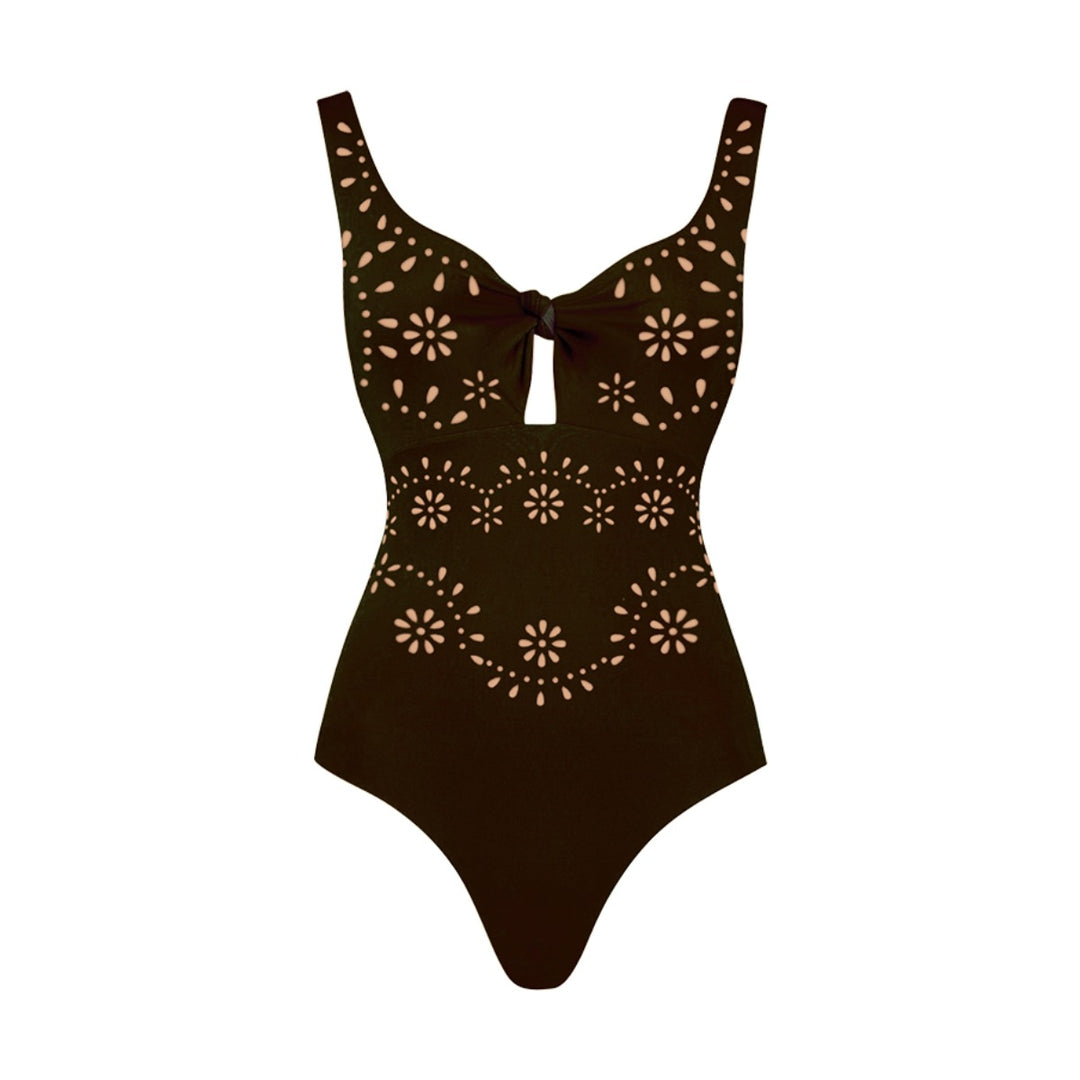 Damen Badeanzug und Rock-Set mit floralem Cut-Out Design EB
