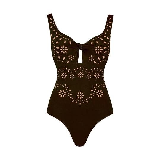 Damen Badeanzug und Rock-Set mit floralem Cut-Out Design EB