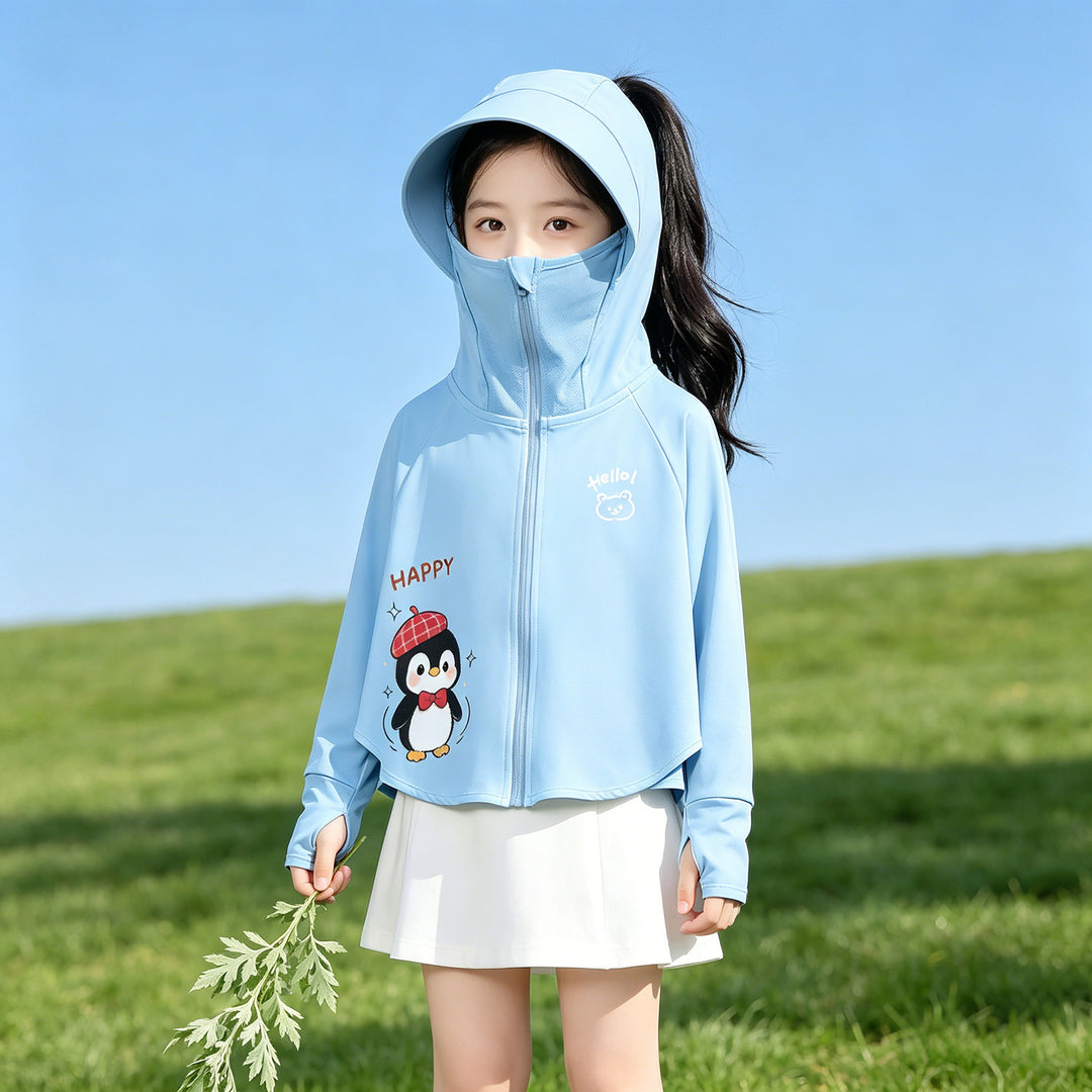 Kinder Sonnenschutzjacke mit Kapuze und atmungsaktivem Stoff EB