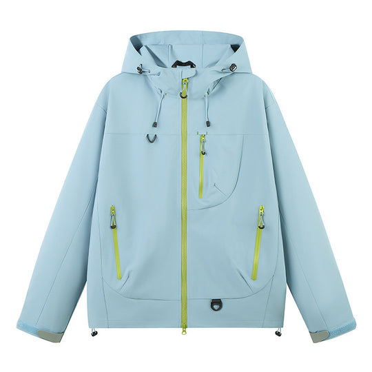 Damen wasserabweisende Outdoor-Jacke mit verstellbarem Kapuzenkragen EB