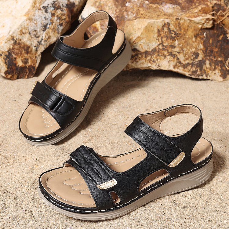 Damen Komfortable Wedge-Sandalen mit ergonomischem Riemendesign und modischer Schnallenapplikation EB