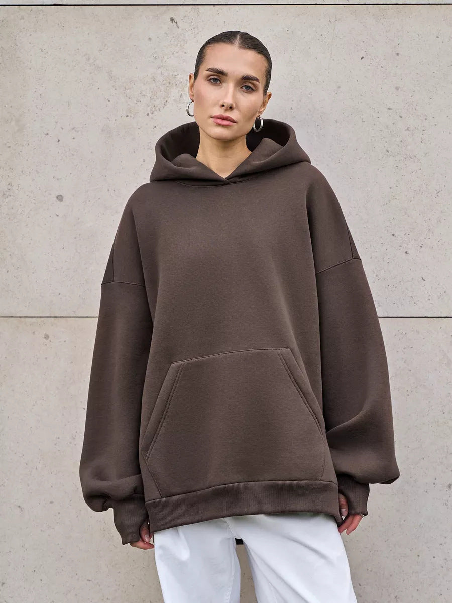 Damen Oversized Kapuzenpullover mit extra weitem Schnitt und Kängurutasche EB