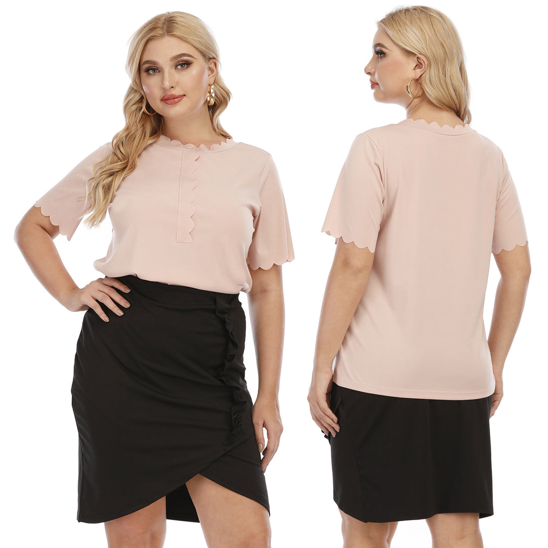 Damen elegantes Oberteil mit wellenförmigem Ausschnitt EB
