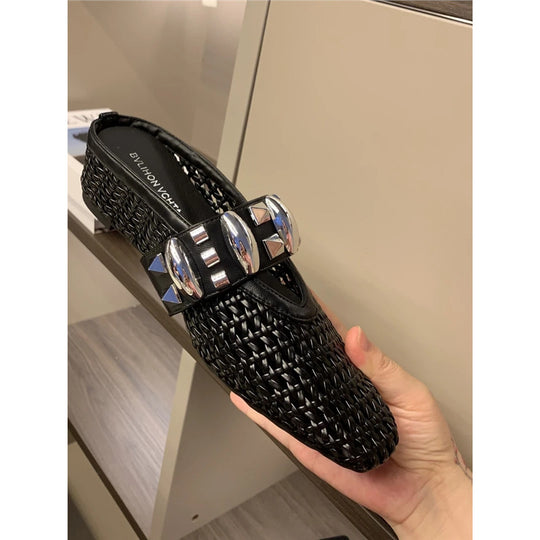 Damen modische Mules mit dekorativem Riemen EB