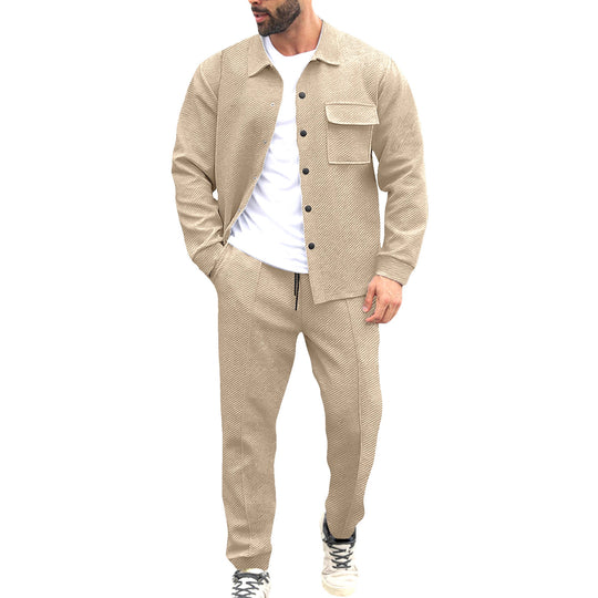 Herren nan Hemdenjacke-Set mit aufgesetzter Klappentasche und konischer Komforthose EB