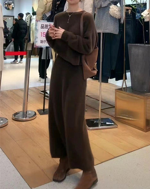 Damen Elegantes Maxikleid mit weichem Strickmaterial und lässigem Schnitt EB
