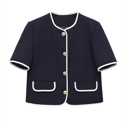 Damen modisches Set mit eleganter Jacke und weit geschnittenen Hosen EB