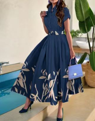 Damen Maxikleid mit schickem Floral-Design und tailliertem Schnitt EB