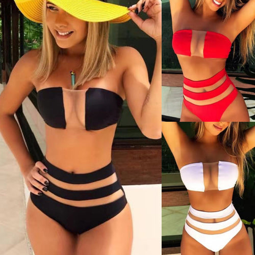 Damen Bandeau-Bikini mit innovativem Cut-Out Design und hohen Seitenbündchen EB