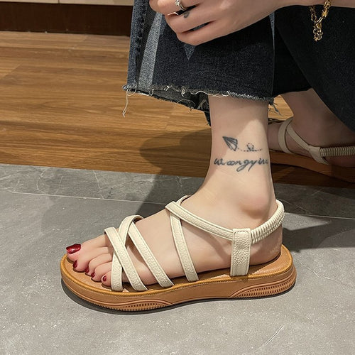Damen bequeme Sandalen mit elastischen Riemen EB