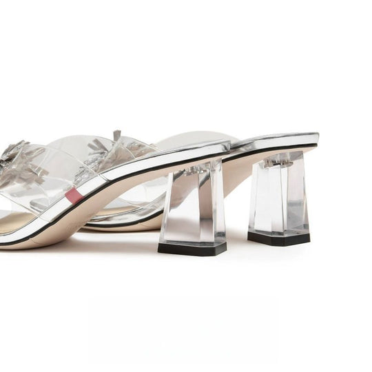 Damen glamouröse Mules mit eleganter Blütenverzierung EB