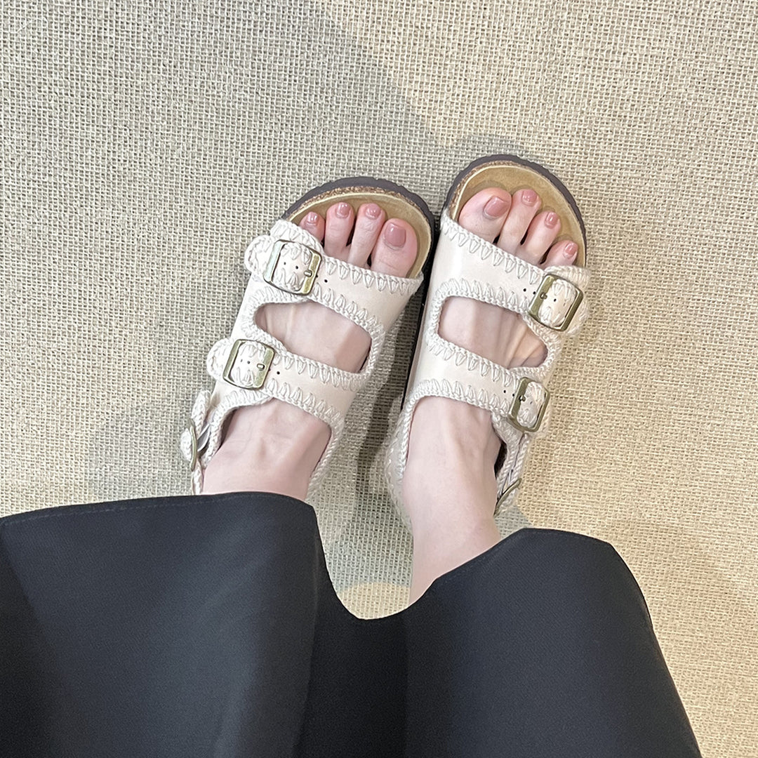 Damen bequeme Clogs mit verstellbaren Schnallen und ergonomischem Fußbett EB
