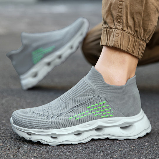 Unisex nan sockenartiger Strickslipper mit gelochter Hohlkammer-Dämpfung EB