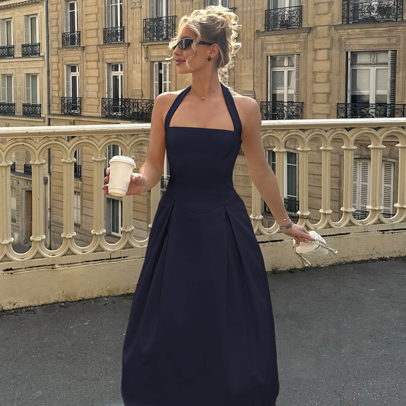 Damen Edles Maxikleid mit quadratischem Ausschnitt und schmalem Taillenband EB