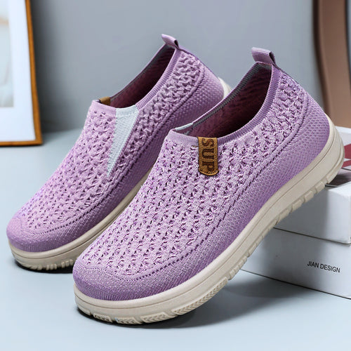 Damen Bequeme Slip-On Freizeitschuhe mit rutschfester Sohle und atmungsaktivem Obermaterial EB