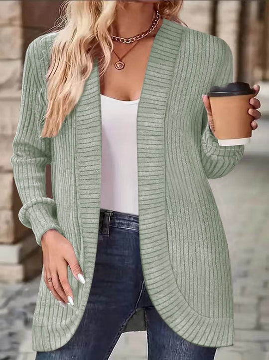 Damen Strickjacke im lässigen Longline-Stil mit modernen Rippendetails EB