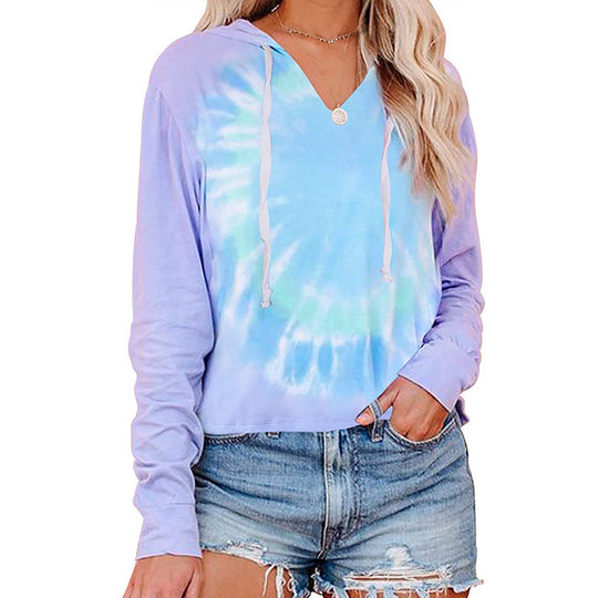 Damen lässiger Kapuzenpullover im modischen Tie-Dye-Design EB