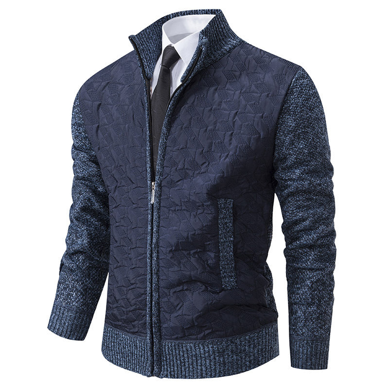 Herren stylische Steppjacke mit strukturiertem Obermaterial und hohem Kragen EB