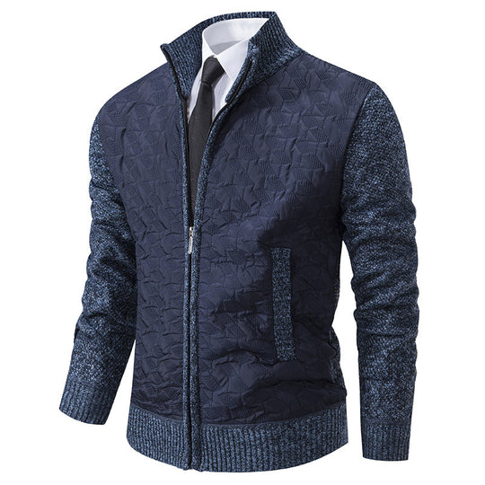 Herren stylische Steppjacke mit strukturiertem Obermaterial und hohem Kragen EB