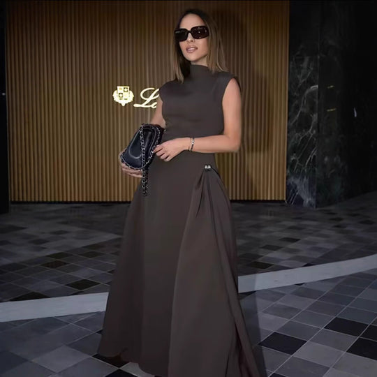 Damen ärmelloses Abendkleid mit asymmetrischem Schnitt und elegantem Fall EB