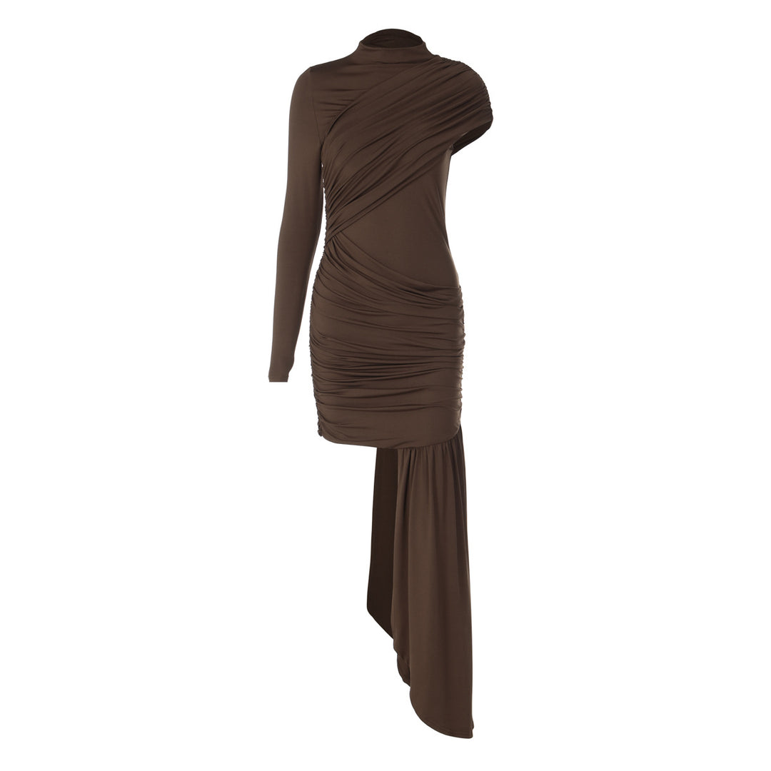 Damen Raffiniertes Maxikleid mit asymmetrischem Saum und Drapé EB
