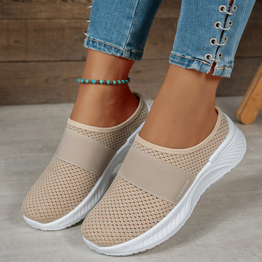 Damen Bequeme Slip-On Freizeitschuhe mit elastischem Riemen EB